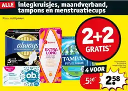 Kruidvat Alle inlegkruisjes, maandverband, tampons en menstruatiecups aanbieding