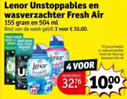 Kruidvat Lenor Unstoppables en wasverzachter Fresh Air aanbieding