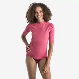 Decathlon Uv-werend zwemshirt met korte mouwen dames 100 oudroze aanbieding