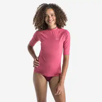 Decathlon Uv-werend zwemshirt met korte mouwen dames 100 oudroze aanbieding