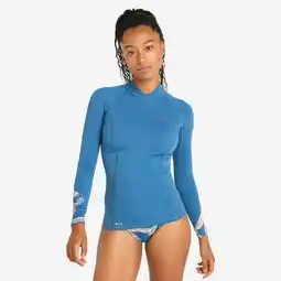 Decathlon Uv-werende rashguard met lange mouwen voor dames 900 palmer blauw aanbieding