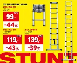 Hubo Diggers telescopische ladder 1x9 sporten 2,6m aanbieding