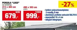 Hubo Garden Plus Lugo pergola 3,03x4,95 m helder/antraciet aanbieding