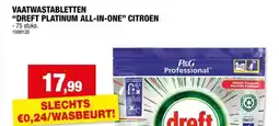 Hubo Dreft Professional Platinum All-in-One vaatwastabletten citroen 75 stuks aanbieding