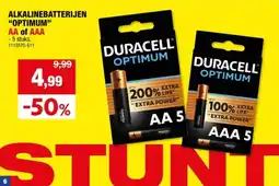 Hubo Duracell Optimum batterij alkaline AAA 5 stuks aanbieding