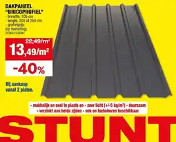 Hubo Dakplaat Bricoprofiel 200x105 cm 0,5mm grafiet aanbieding