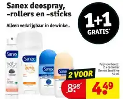 Kruidvat Sanex deospray rollers en sticks aanbieding