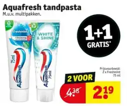 Kruidvat Aquafresh tandpasta aanbieding