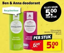 Kruidvat Ben & Anna deodorant aanbieding