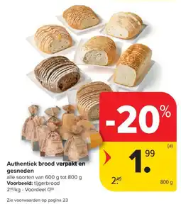 Carrefour Market Authentiek brood verpakt en gesneden aanbieding