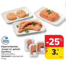 Carrefour Market Kippenchipolata burger en -gehakt Carrefour aanbieding
