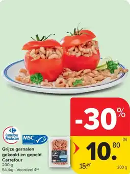 Carrefour Market Grijze garnalen gekookt en gepeld Carrefour aanbieding
