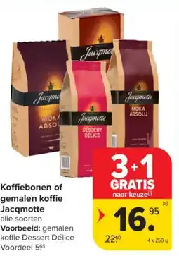 Carrefour Market Koffiebonen of gemalen koffie jacqmotte aanbieding