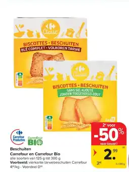 Carrefour Market Beschuiten carrefour en carrefour bio aanbieding