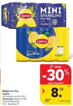 Carrefour Market Blikjes Ice Tea Lipton aanbieding