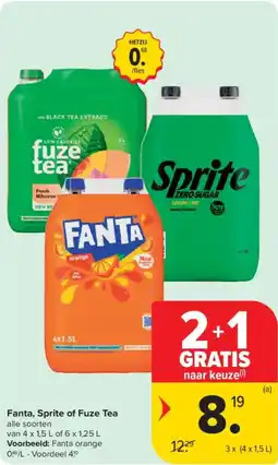 Carrefour Market Fanta, Sprite of Fuze Tea aanbieding