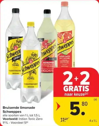Carrefour Market Bruisende limonade Schweppes aanbieding