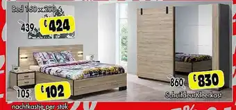 Budget Meubelen Bed 160 X 200 Nachtkastje Per Stuk Schuifdeurkleerkast aanbieding