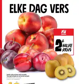 Jumbo Jumbo rode pruimen metis verpakt, kiwi geel verpakt en nectarines verpakt aanbieding