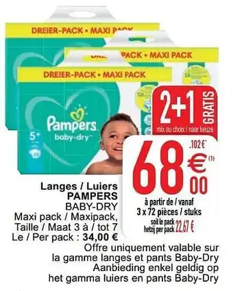 Cora Langes - luiers pampers baby-dry aanbieding