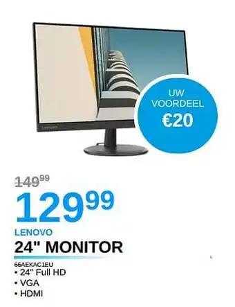 PCS Knokke Lenovo 24`` monitor 66aekac1eu aanbieding
