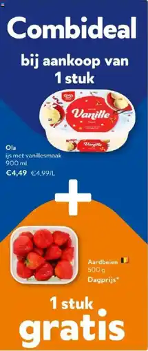 OKay Ola ijs met vanillesmaak + Aardbeien aanbieding