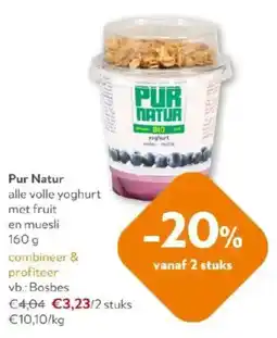 OKay Pur Natur alle volle yoghurt met fruit en muesli aanbieding