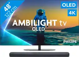 Coolblue Philips Ambilight 48'' OLED810 4K (2025) + JBL Bar 300 M2 Noir aanbieding