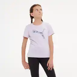 Decathlon Katoenen T-shirt voor meisjes lichtpaars aanbieding