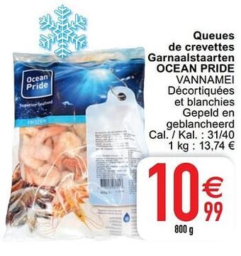 Queues de crevettes garnaalstaarten ocean pride vannamei