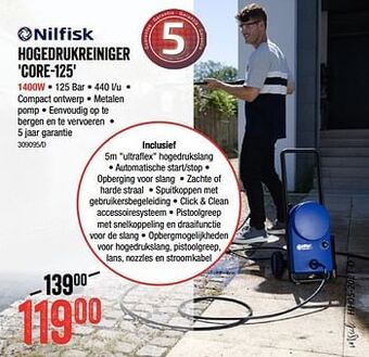 HandyHome Nilfisk hogedrukreiniger core-125 aanbieding