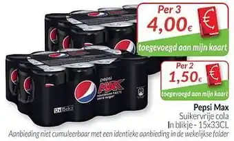 Intermarché Pepsi max suikervrije cola aanbieding