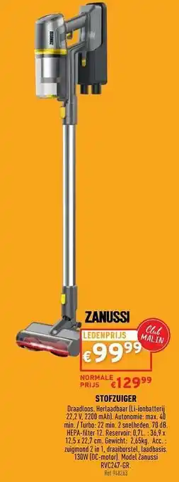 Trafic Stofzuiger zanussi rvc247-gr aanbieding