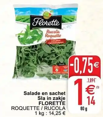 Cora Salade en sachet sla in zakje florette roquette - rucola aanbieding