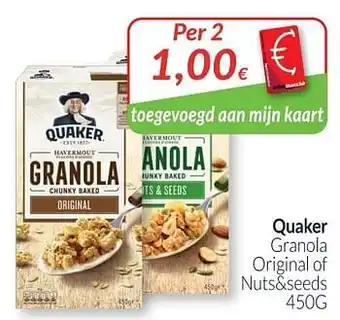 Intermarché Quaker granola original of nuts+seeds aanbieding