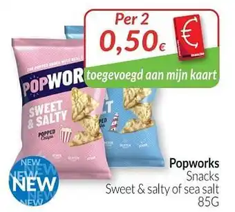 Intermarché Popworks snacks sweet + salty of sea salt aanbieding