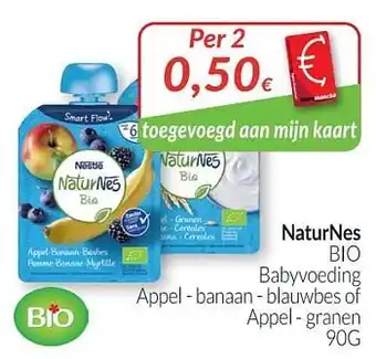 Naturnes bio babyvoeding appel -banaan- blauwbes of appel - granen