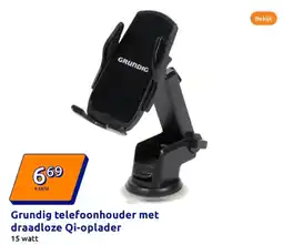 Action Grundig telefoonhouder met draadloze Qi-oplader aanbieding