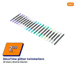 Action DécoTime glitter twinmarkers aanbieding
