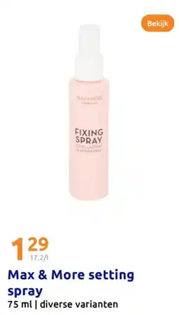 Action Max & More setting spray aanbieding