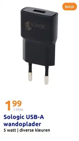 Action Sologic USB-A wandoplader aanbieding