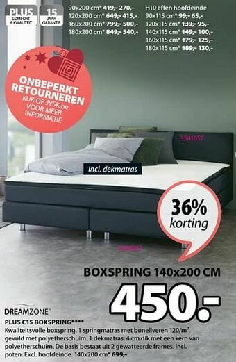 Jysk Plus c15 boxspring aanbieding