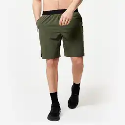 Decathlon Ademende short voor crosstraining heren zakken met rits kaki aanbieding
