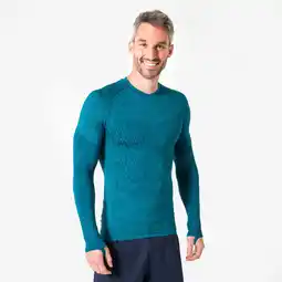 Decathlon Thermoshirt met lange mouwen voor volwassenen Keepdry petrolblauw aanbieding