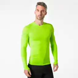 Decathlon Thermoshirt met lange mouwen voor volwassenen Keepdry fluo-limegroen aanbieding