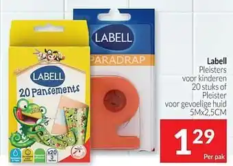 Intermarché Labell pleisters voor kinderen of pleister voor gevoelige huid aanbieding