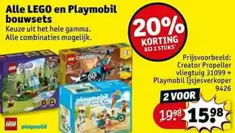 Kruidvat Creator propeller vliegtuig 31099 + playmobil ijsjesverkoper 9426 aanbieding