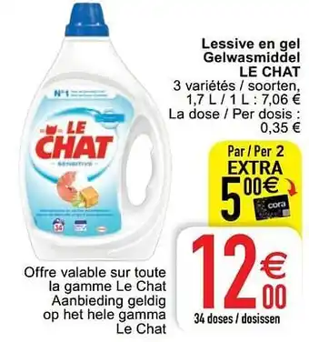Cora Lessive en gel gelwasmiddel le chat aanbieding