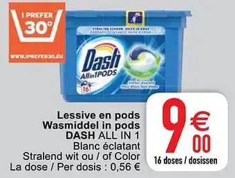 Cora Lessive en pods wasmiddel in pods dash all in 1 aanbieding