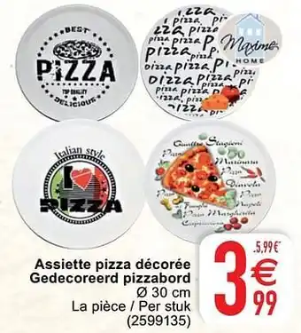 Assiette pizza décorée gedecoreerd pizzabord
